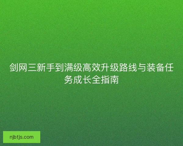 剑网三新手到满级高效升级路线与装备任务成长全指南