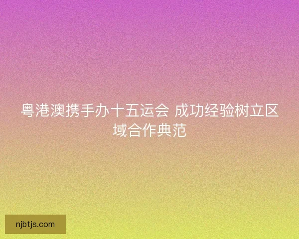 粤港澳携手办十五运会 成功经验树立区域合作典范
